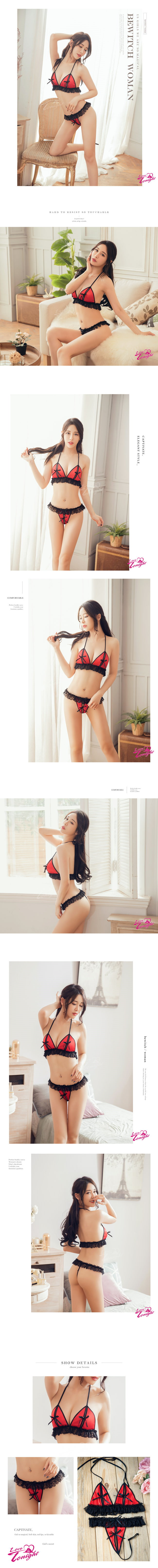 愛在今夜 - 露咪咪+開襠丁字褲(愛在今夜)T3103紅 (F)