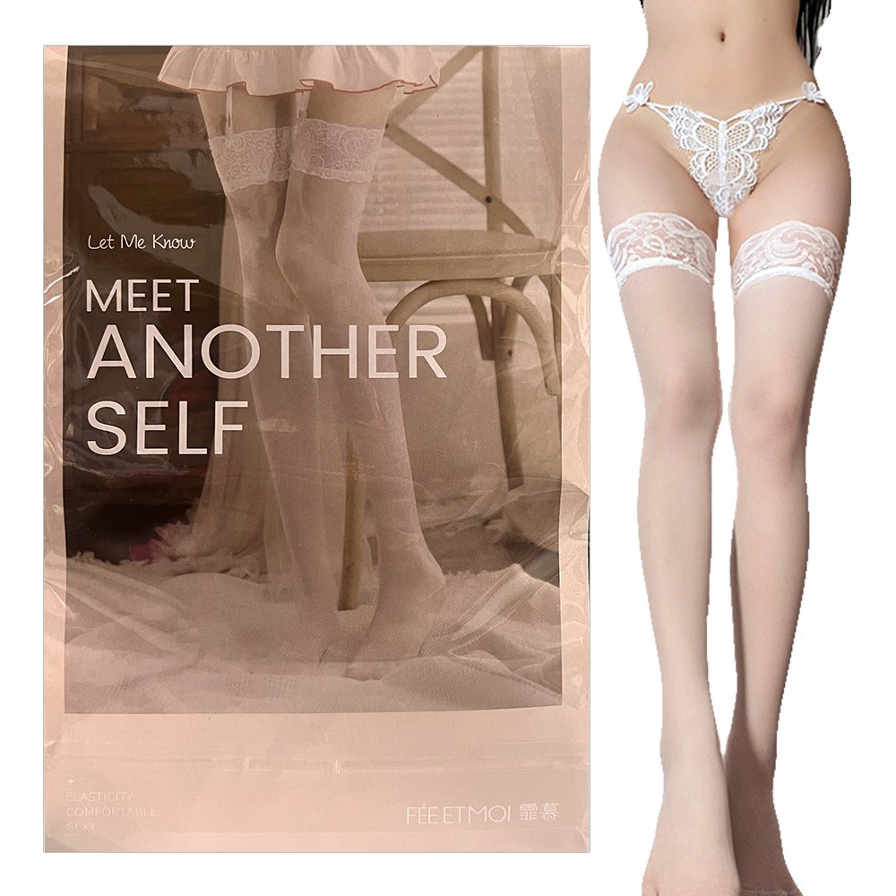 今夜情趣-性感蕾絲大腿絲襪7210-白