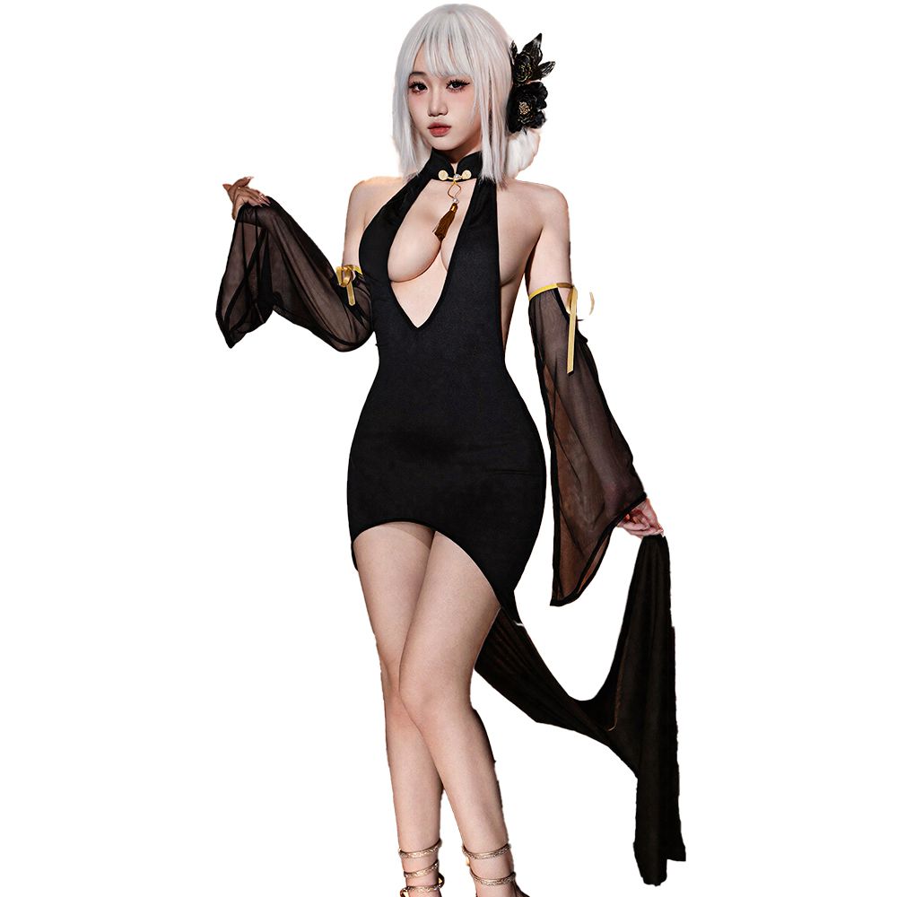 今夜情趣-尤物魅骨深V旗袍長裙ZY115