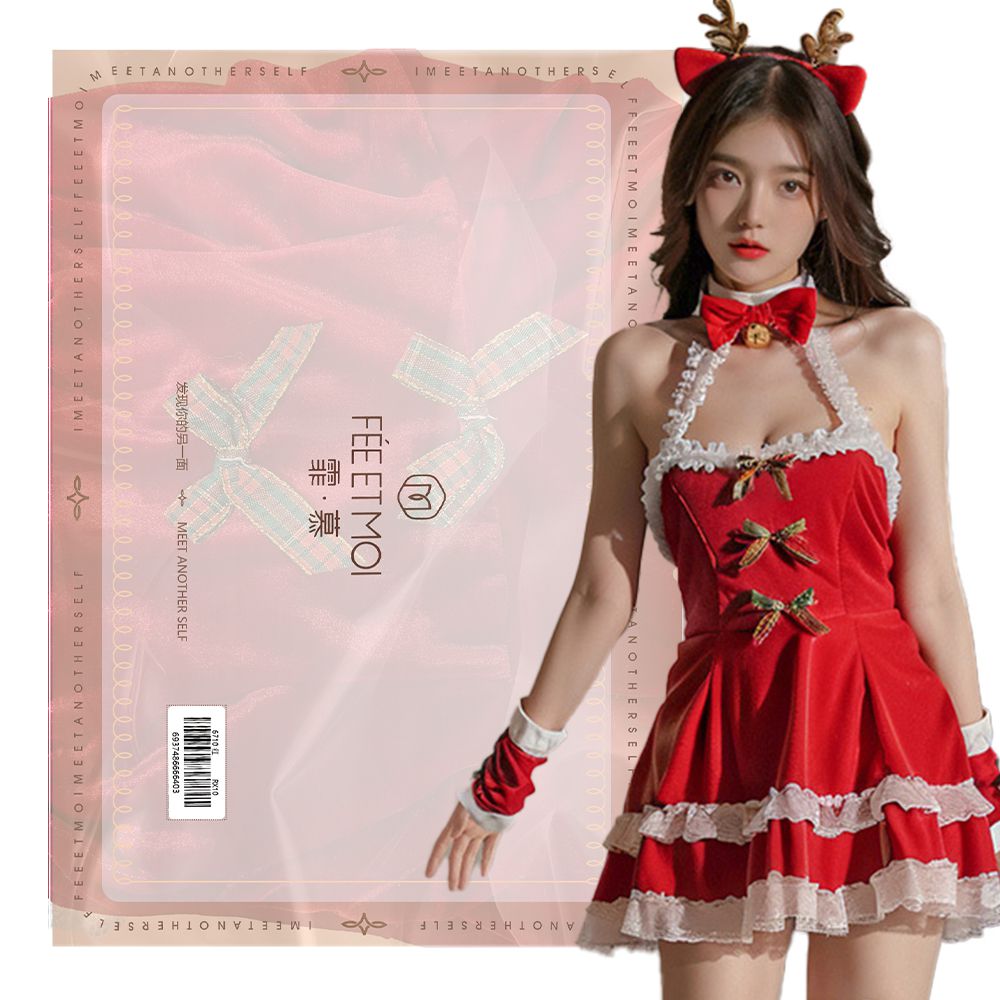 今夜情趣-【特】麋鹿絲絨連身聖誕服6710