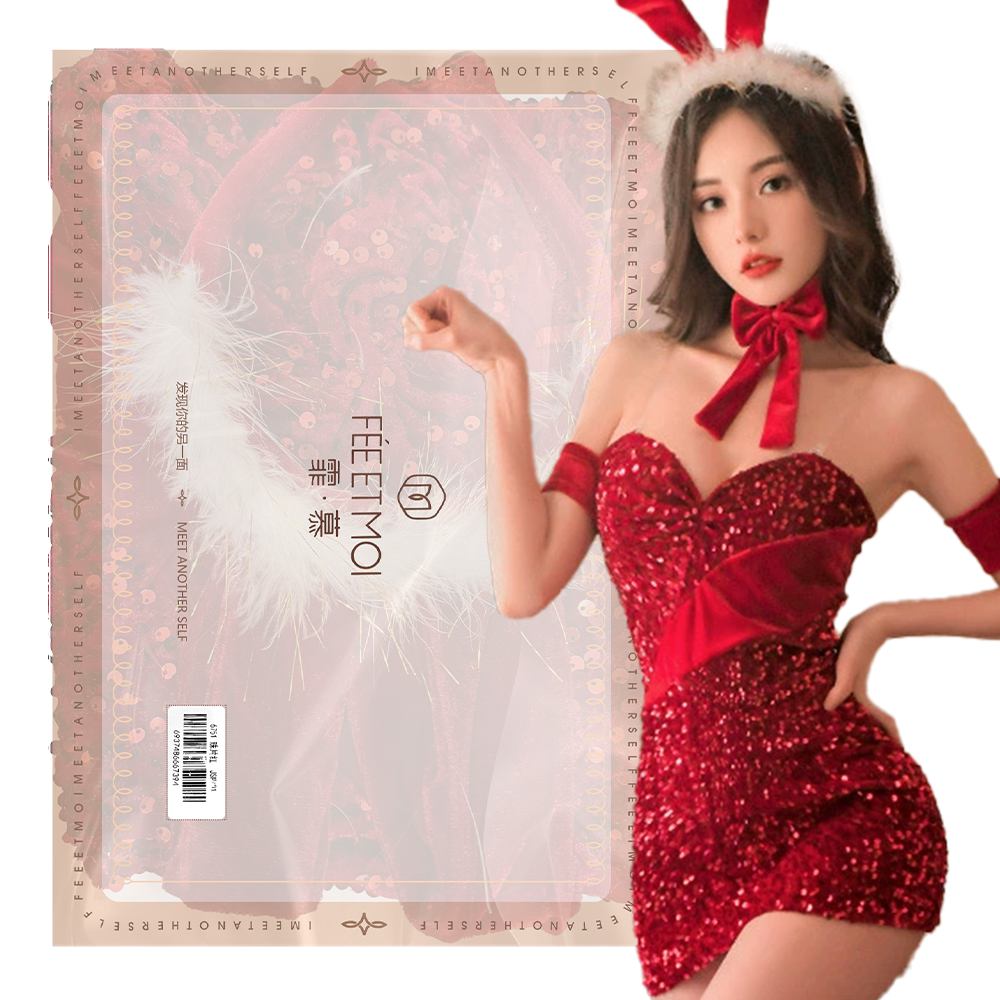 今夜情趣-閃亮絲絨兔女郎聖誕服-6751