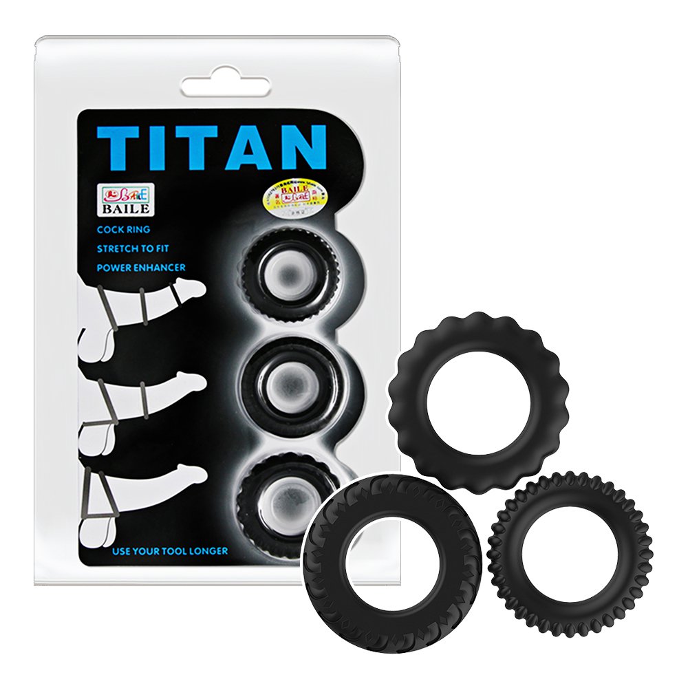 今夜情趣-TITAN猛男聚能矽膠環(藍)-3入