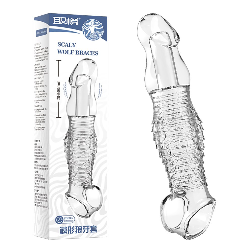 今夜情趣-麟形仿真刺激狼牙套-透明