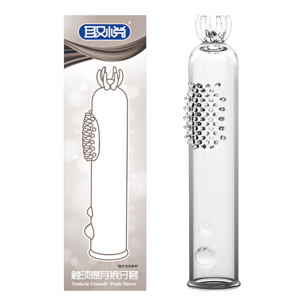 今夜情趣-觸鬚爆芽狼牙增長套-透明