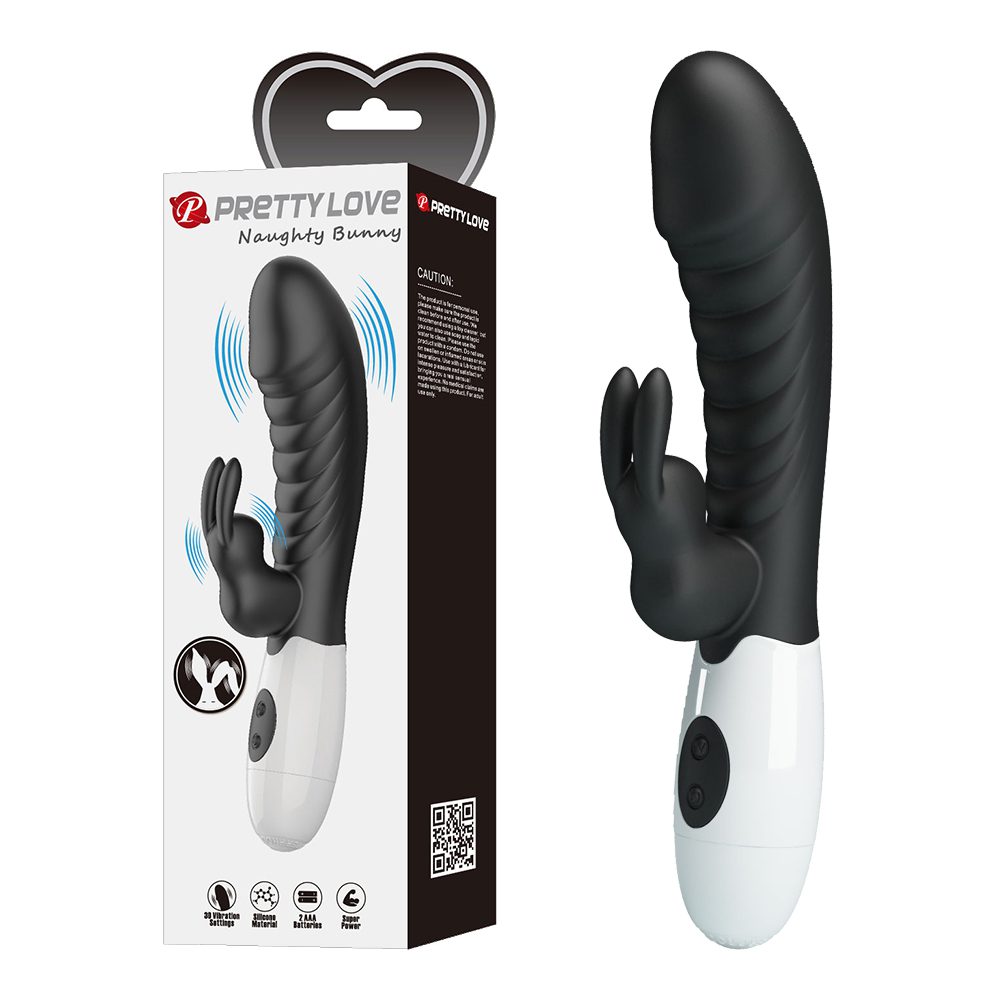 今夜情趣-頑皮兔30頻內外雙重強震棒-黑