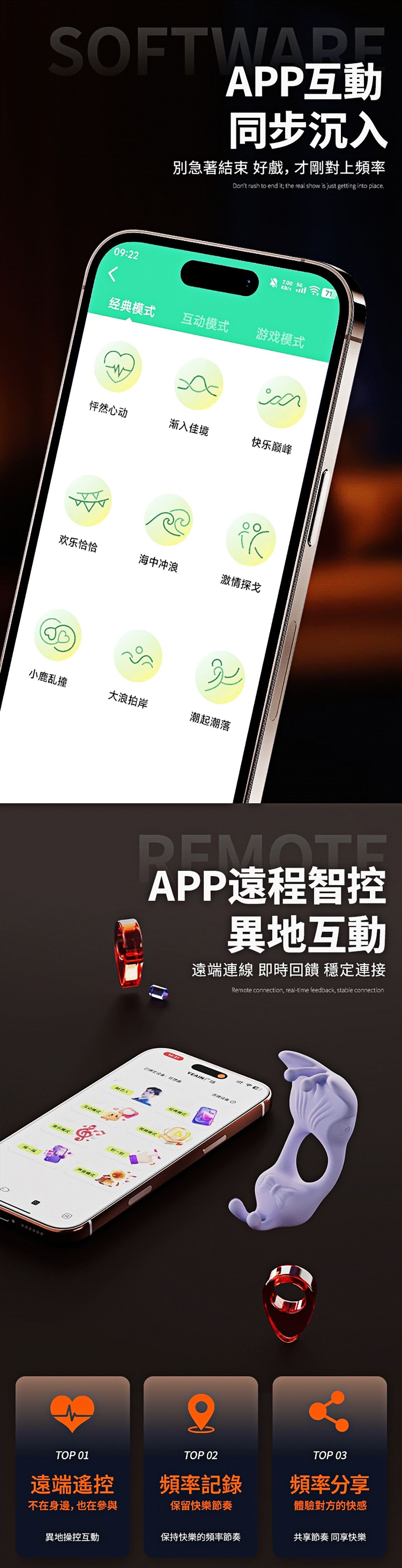 今夜情趣-蝴蝶9頻智能情侶共享震動套環