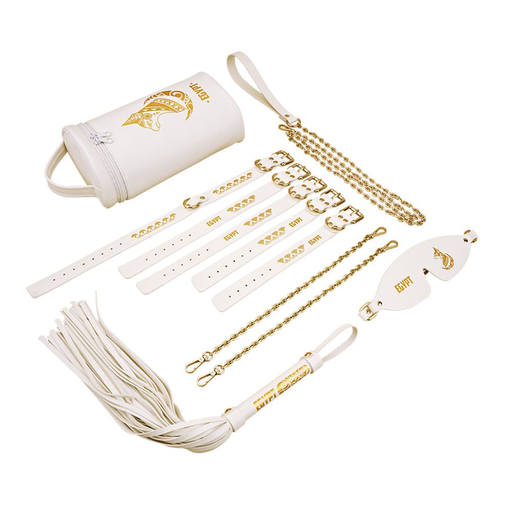 今夜情趣-BDSM調教白色埃及貓皮革6件套