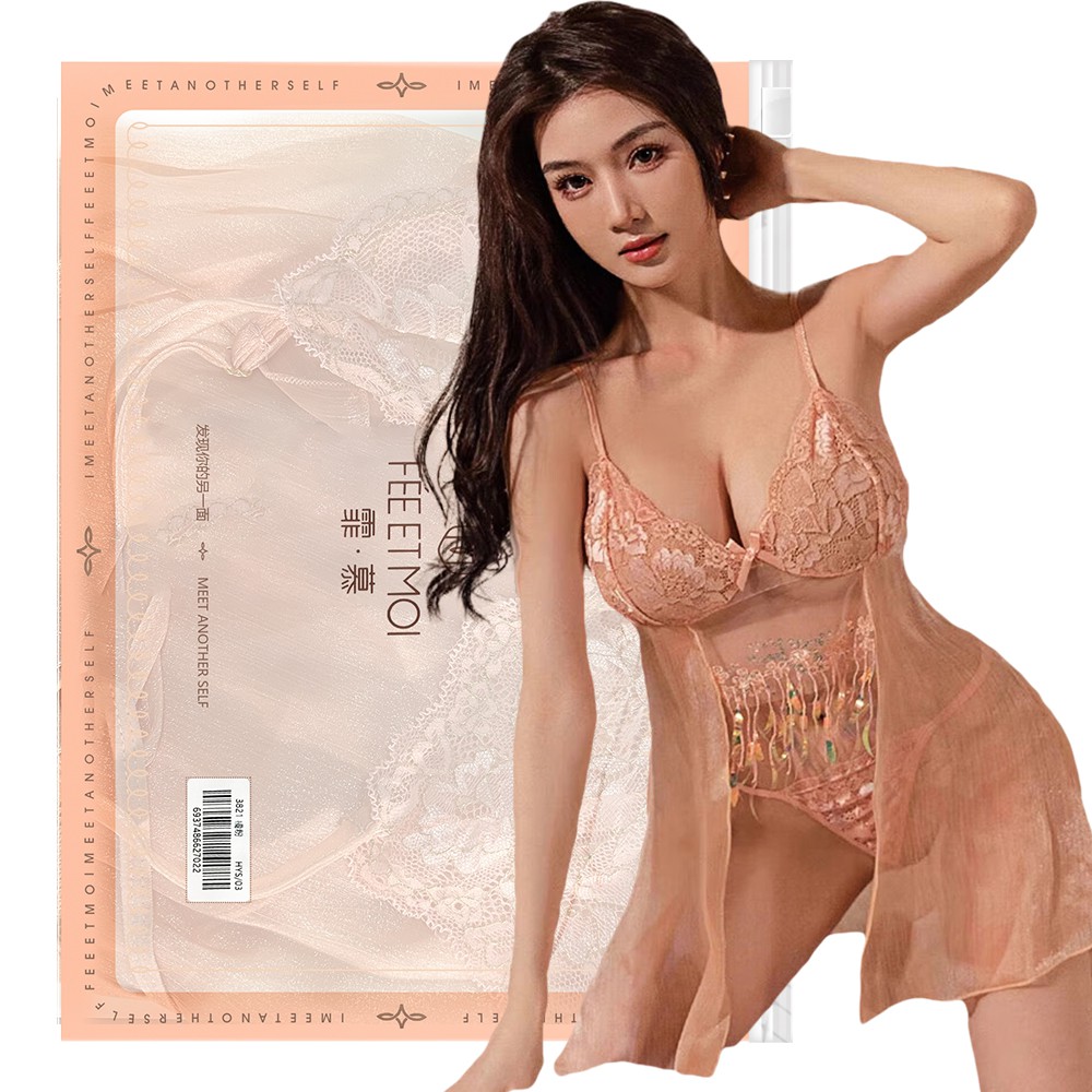 今夜情趣-深V流蘇透紗蕾絲裙-3821