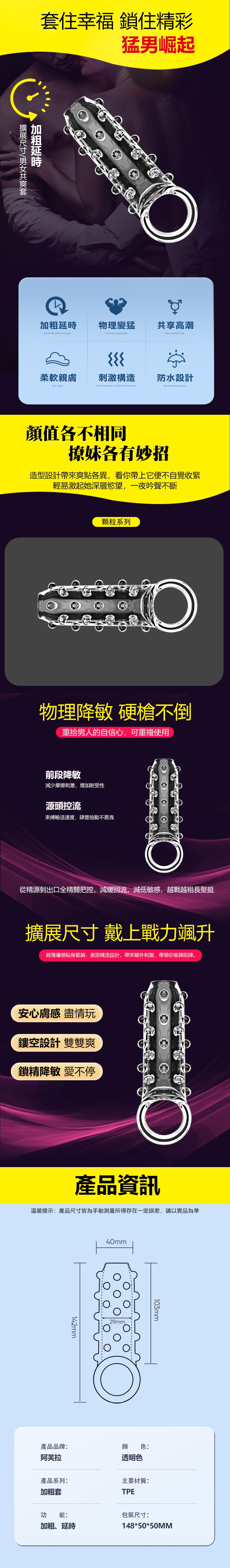 今夜情趣-阿芙拉猛男崛起加粗顆粒套-透