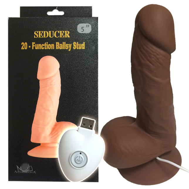 今夜情趣-SEDUCER逼真20頻吸盤震棒-棕